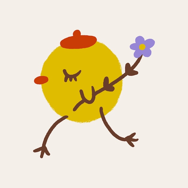 Leuke Pasen vriendelijke baby kip vogel lente illustratie in kawaii stijl