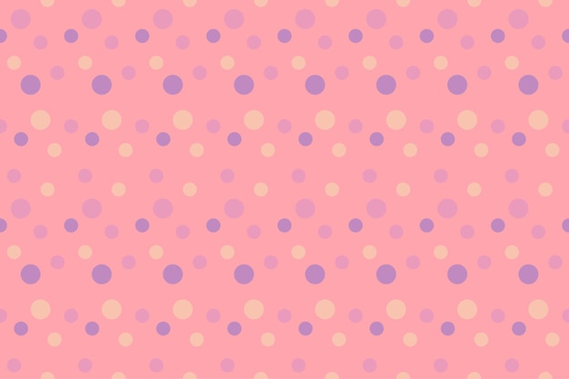 Leuke pastel roze achtergrond met verschillende stippen geometrische naadloze patroon. ontwerp voor achtergrond, behangachtergrond, kleding, inwikkeling, batik, stof. vector.