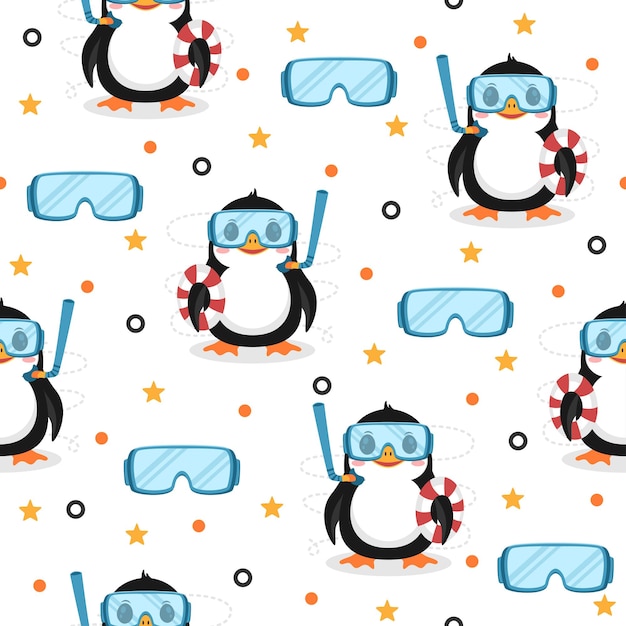 Vector leuke penguin cartoon vector pattern design