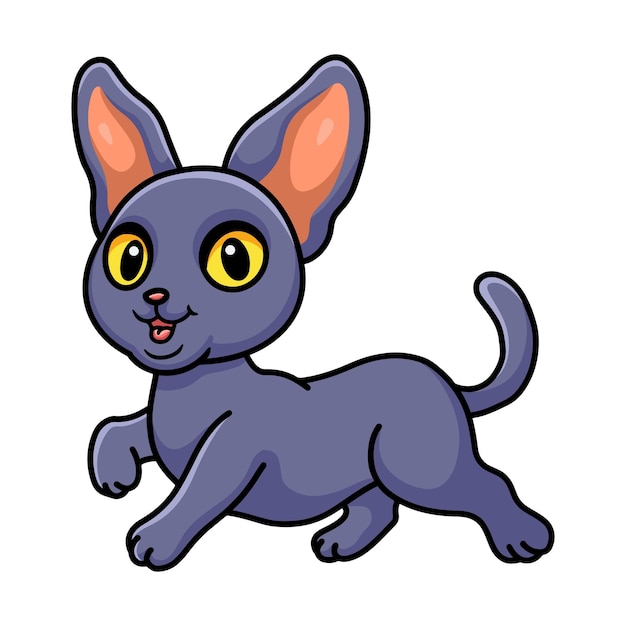 Leuke peterbald kat cartoon wandelen