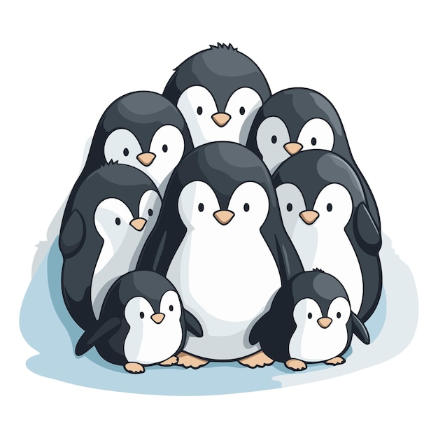 Leuke pinguïnfamilie geïsoleerd op witte achtergrond