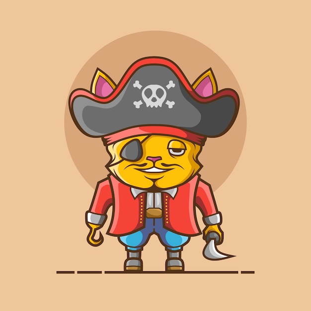 Leuke piraat kat cartoon karakter illustratie