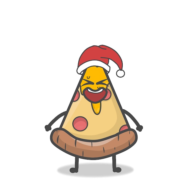 Leuke Pizza Karakter Mascotte Platte Cartoon Emoticon Vector Ontwerp Illustratie