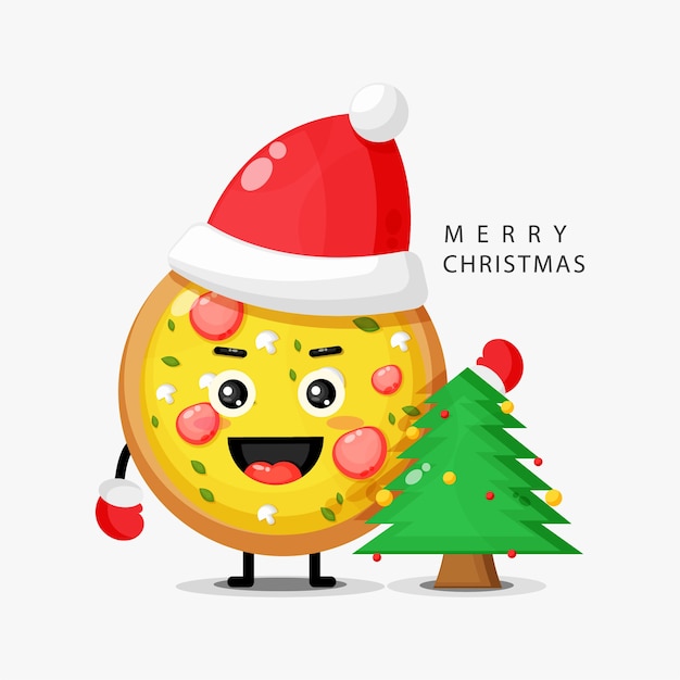 Leuke pizza-mascotte viert kerstdag