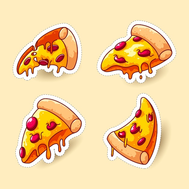 Vector leuke pizza stickers en patches