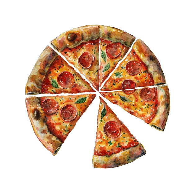 Leuke pizza vector illustratie in aquarel stijl