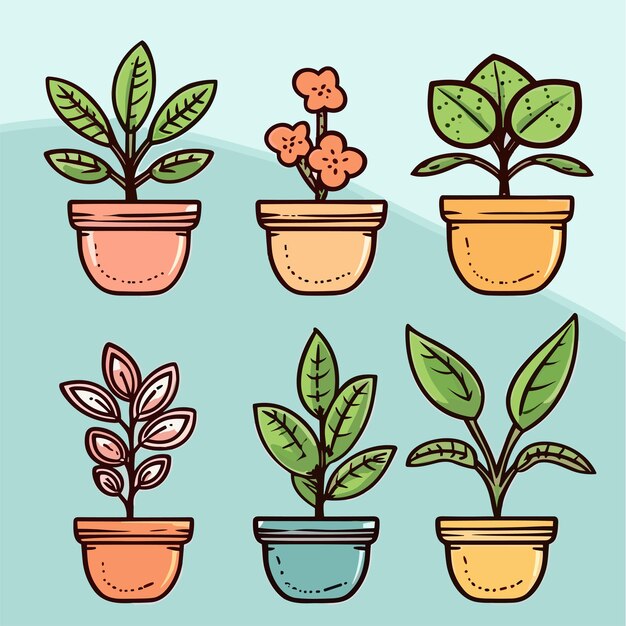 Leuke plant vectorillustratie met strakke lijnen en gedurfd ontwerp