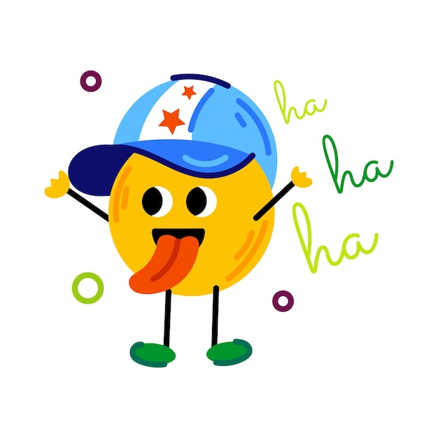 Vector leuke platte stijl sticker van een domme emoji