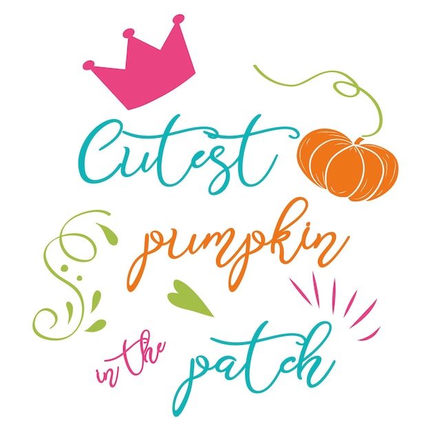 Leuke pompoen banner herfst tekst Leukste pompoen in de patch Vector herfst ontwerp logo label zin