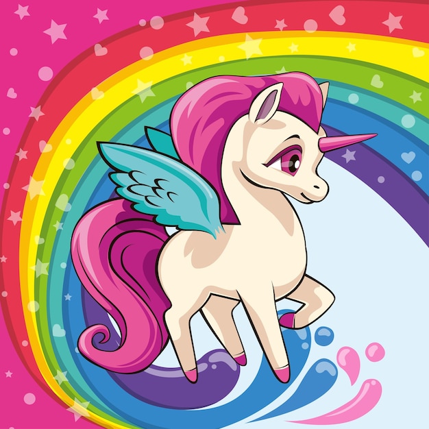 Leuke pony op de regenboog Vector eenhoorn Rainbow kinderen achtergrond
