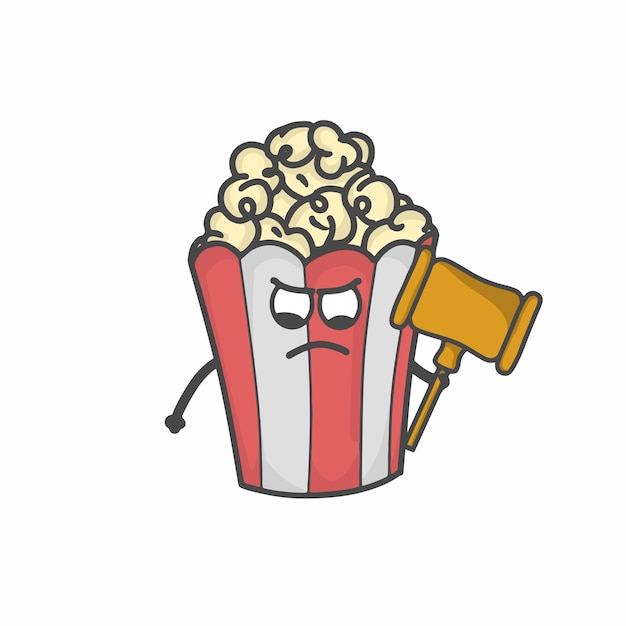 Leuke Popcorn Karakter Platte Cartoon Vector Sjabloon Ontwerp Illustratie