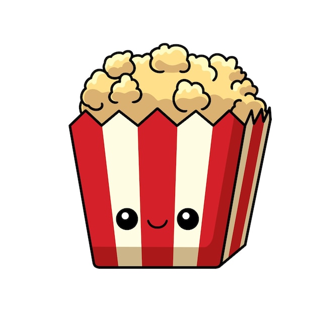 Vector leuke popcorn - stripfiguur - vectorillustratie