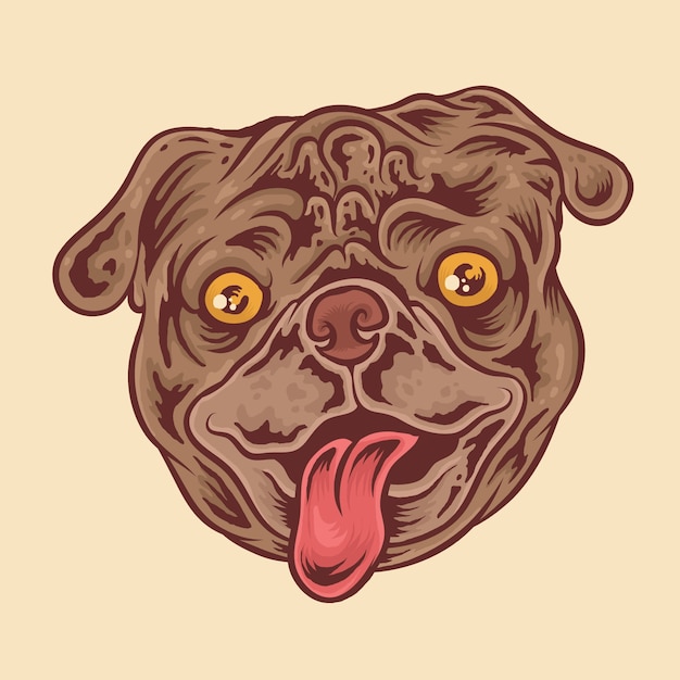 Leuke pug dog face illustratie