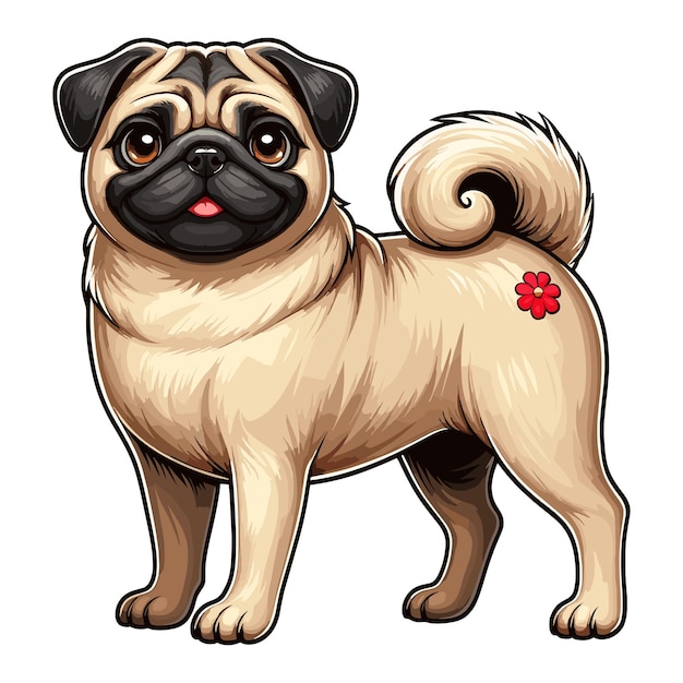 Vector leuke pug hond vector cartoon illustratie