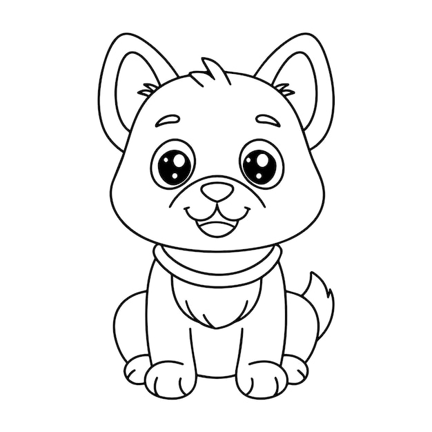 Leuke puppy cartoon kleurpagina illustratie vector Voor kinderen kleurboek