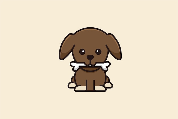 Leuke puppy met bot vector sjabloon logo ontwerp