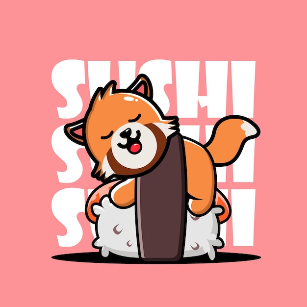 Leuke RedPanda-slaap op Sushi