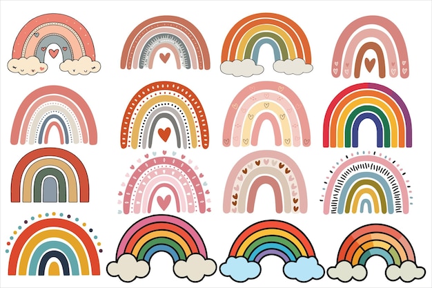 Leuke regenboog clipart set