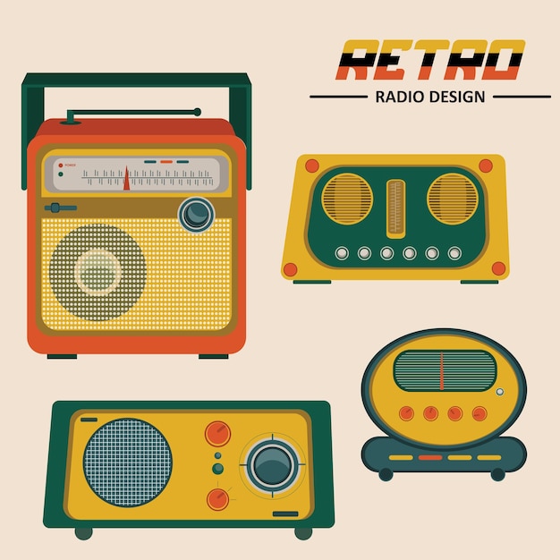 Leuke Retro Radio Design Vector Illustratie