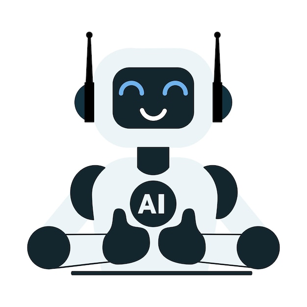 Leuke robot assistent toont duimen omhoog voor klantenservice ai bot helper concept van virtueel