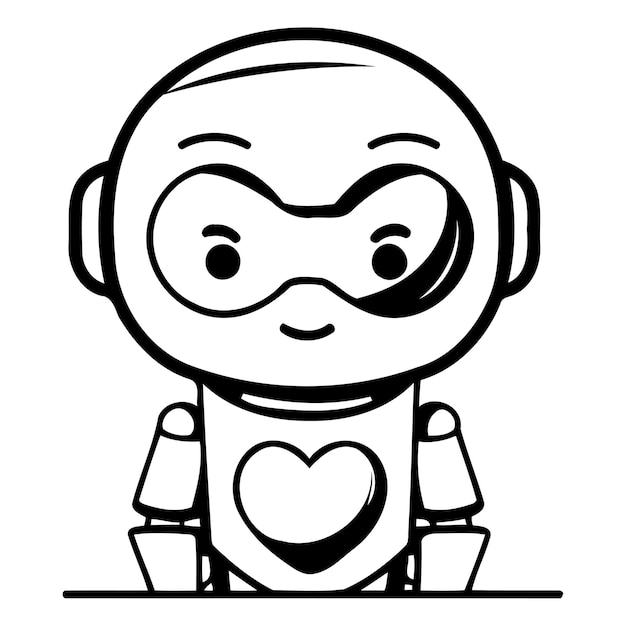 Vector leuke robot met een rood hart vector illustratie in cartoon stijl