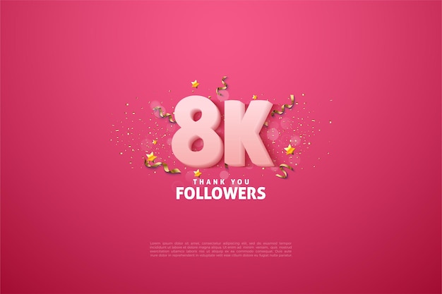 Leuke roze 3D-vieringsnummers voor de viering van 8k volgers