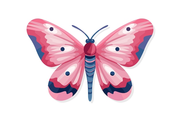 Leuke roze boho mot met prachtige vleugels Zomer vlinder Vector insect illustratie geïsoleerd