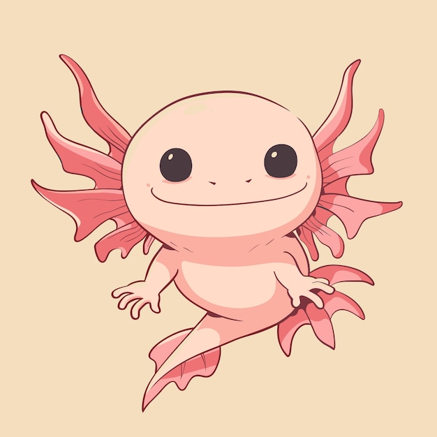 Leuke roze cartoon Axolotl op een lichte achtergrond Vector illustratie