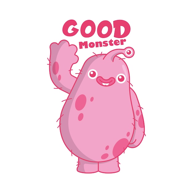 Leuke roze goede monster cartoon vector