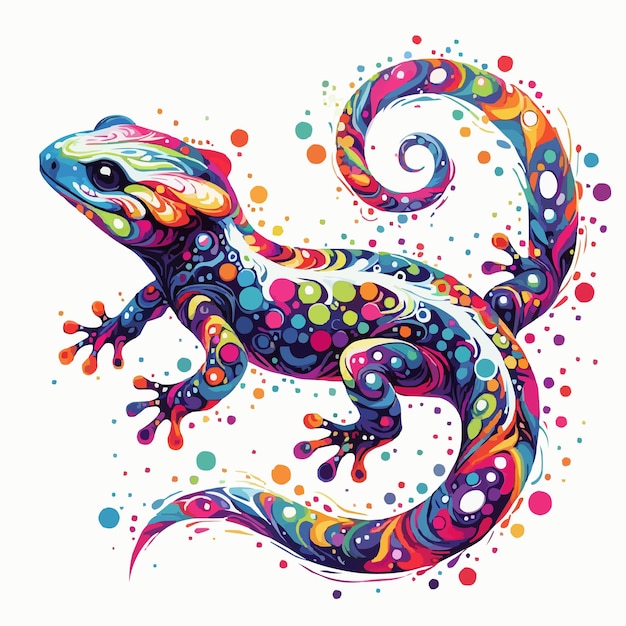 Leuke salamander veelkleurige cartoon vector op witte achtergrond