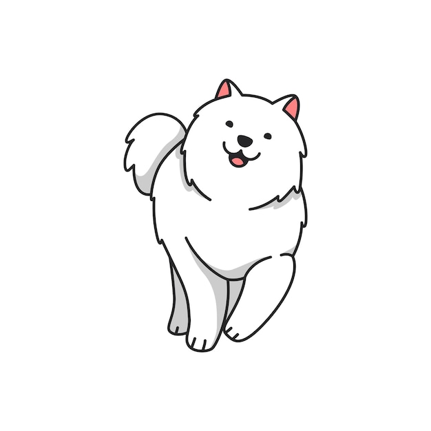 Leuke Samoyed hond cartoon illustratie