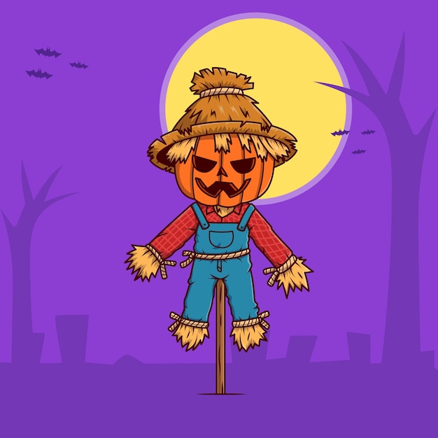 Vector leuke scarcrow cartoon voor halloween