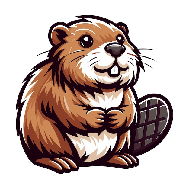 Leuke schattige bever cartoon personage vector illustratie grappig dier bruine bever plat ontwerp