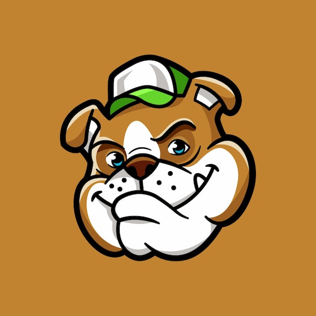 Vector leuke schattige bulldog gezicht cartoon vector