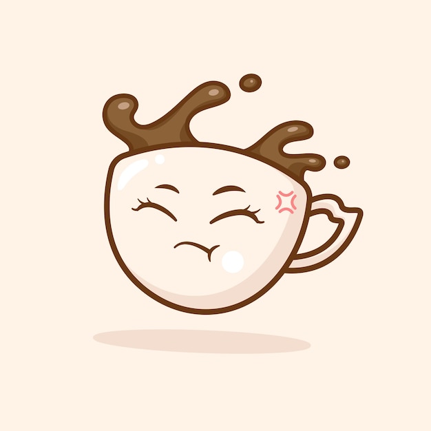 Leuke schattige cartoon happy coffee cup illustratie voor sticker icoon mascotte en logo emoticon