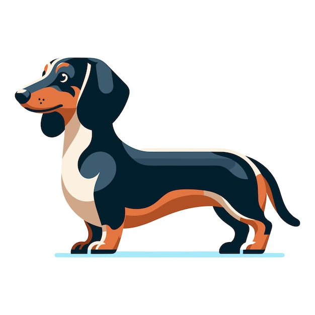 Leuke schattige dachshund hond cartoon personage vector illustratie grappig huisdier dachshind puppy