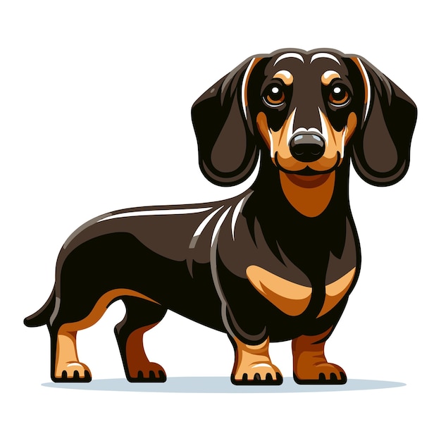 Vector leuke schattige dachshund hond cartoon personage vector illustratie grappig huisdier dachshind puppy