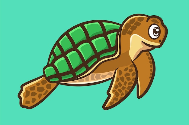 Leuke schildpad cartoon oceaan leven vector tekenen geïsoleerd
