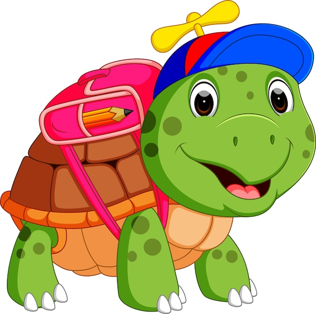 Vector leuke schildpad ga naar school