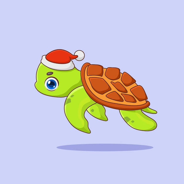 Vector leuke schildpad met een kersthoed illustratie