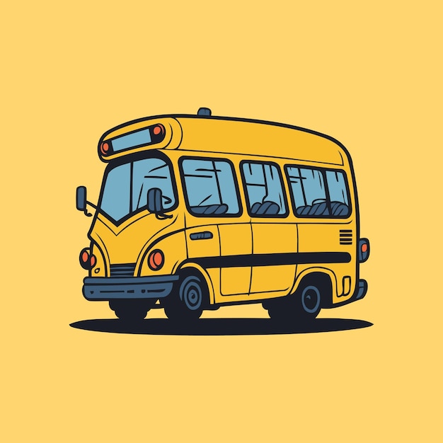 Leuke schoolbus met ogen vector kunst illustratie op geïsoleerd object eenvoudig illustratie concept