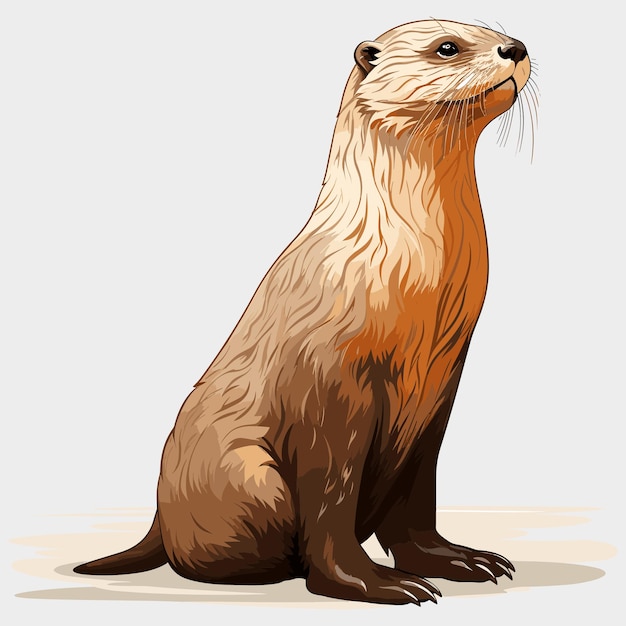 Leuke Sea Otter Cartoon Vector Art Illustratie Ontwerp