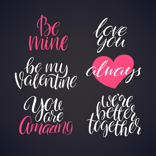 Leuke set handgeschreven letters voor Valentijnsdag