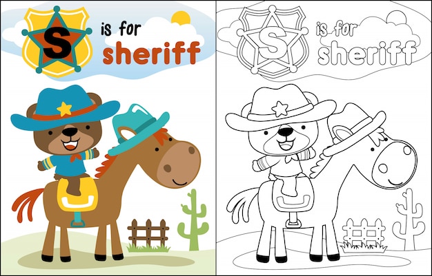 Leuke sheriff cartoon paardrijden paard