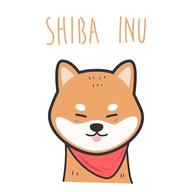 Vector leuke shiba inu hond glimlach karakter cartoon doodle