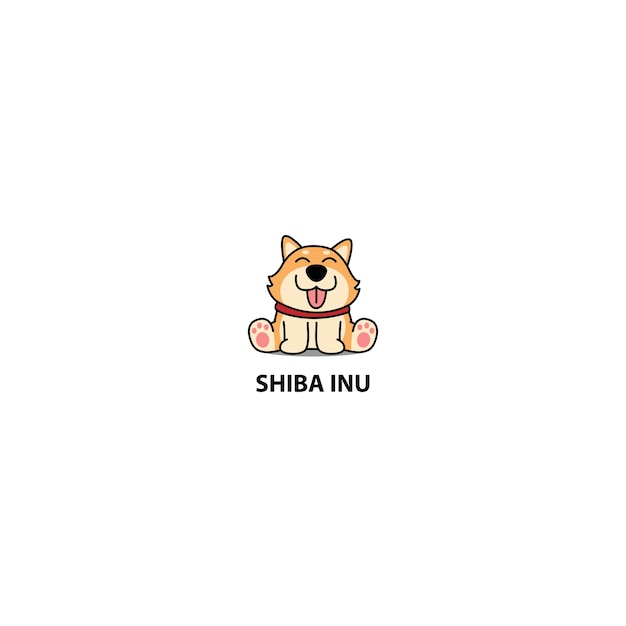 Leuke shiba inu puppy cartoon zitten, vectorillustratie