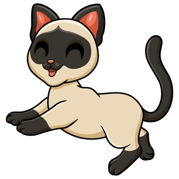 Leuke siamese kattencartoon wandelen