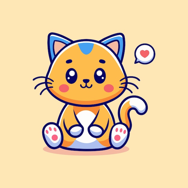 Leuke Sitting Cat Cartoon Vector Icon Illustratie Dier Icon Concept Flat Cartoon Stijl