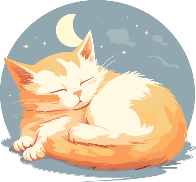 Vector leuke slapende kat vector kan worden gebruikt als mode afdruk voor pyjama of t-shirt goedenacht zoete dromen