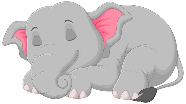 Leuke Sleeping Vector Illustration van een tekenfilm van een olifant